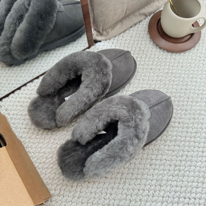 Wholesale <strong>Tasmans</strong> Designer Brand Autumn Winter Cute Fur <strong>Platform</strong> Genuine Leather Upper Sheep Fur Lining Mules Checkered/Striped - Product Image 4