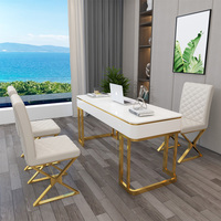 Chaise de bureau moderne et simple en marbre, style luxe léger, avec structure métallique, idéale pour salons de beauté et cabinets médicaux