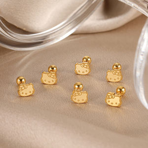 <span class=keywords><strong>Cartoon</strong></span> anti-aanslag 18K goud zilver PVD-coating roestvrijstalen schattige kat Hello Kitty oorbel voor dames - Product Image 6