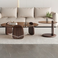 Ensemble de tables basses modernes en bois, combinaison de meubles de salon, table basse en verre