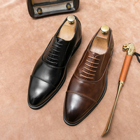 Chaussures habillées Oxford pour hommes en cuir PU à bout pointu et bout renforcé, à lacets, pour mariage, bureau et affaires, grandes tailles