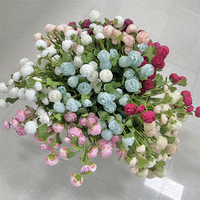 YOPIN-1140 Buket Bunga Peony Sutra Buatan, Warna Peach Ranunculus