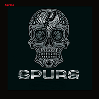 Motif en strass thermocollant en verre avec logo du Spurs Basketball en forme de cœur, transfert de cristal à presser à chaud, strass pour le bricolage sur chaussures et sacs