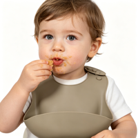 Bavoirs d'alimentation pour bébé en silicone personnalisés, étanches et sans BPA, avec récupérateur de nourriture, vente en gros, livraison prise en charge