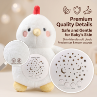 Peluche musicale apaisante pour bébés et tout-petits, projecteur de veilleuse, aide au sommeil, coussin animal en peluche