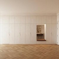 Armoire de chambre à coucher sur mesure BALOM OEM haut de gamme avec finitions en bois, étagères ouvertes et poignées dissimulées