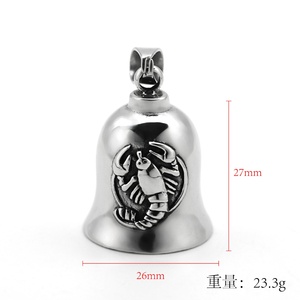 Pendentif en acier inoxydable pour homme, motif motocyclette, avec clochette des douze constellations, porte-bonheur - Grande Vente - Product Image 3