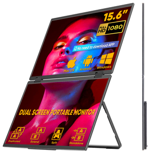 15.6 inch 1080P sang trọng chất lượng cao Vỏ hợp kim nhôm ba máy tính xách tay máy tính xách tay gấp đôi Màn hình LCD Type-C hiển thị VESA màn hình - Product Image 1