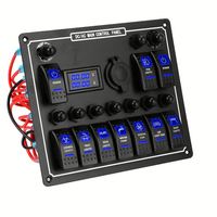 Panneau de commutation à bascule LED 12V/24V 10 gangues 15A pour voiture, bateau, camping-car, avec double contrôle de puissance, étanche et protection contre les surcharges