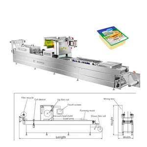 CE DRZ420 Automatic Thermoforming Stretch Film Continuous Vacuum Packaging Sealing Machine For Corn Cake, Chicken,pizza,beef