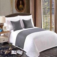 Ensemble de linge de lit d'hôtel Queen Size 3 cm à rayures 300TC, drap et taie d'oreiller 100% coton, tissage satiné doux pour l'hôtellerie