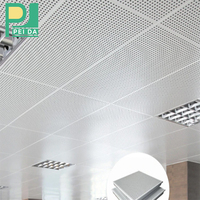 Panneau de plafond carré en aluminium thermolaqué, dalle de plafond suspendu pour bâtiment public