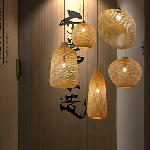 Handmade Bamboo Woven Chandelier E27 <b>Led</b> Round Oval Adjustable Height For Living Room Bedroom Study Tea House Decorative - Product Image 4