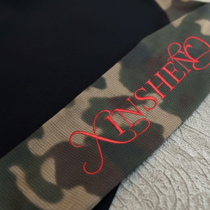 Bekleidungshersteller Maßgeschneiderte Stickerei Colorblock <span class=keywords><strong>Patchwork</strong></span> Waffel Camo Tarnmuster Langarm T-Shirt für Herren - Product Image 3