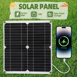 Panel solar monocristalino de 20W y 18V con doble USB para cargar teléfonos móviles en coches y barcos - Product Image 2