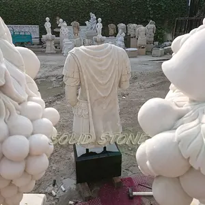 Prix direct d'usine exquis marbre naturel fabriqué à la main soldat romain sculpture de torse masculin