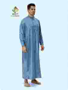 Al Haramain <b>Men</b> <b>Thobe</b> Long Sleeve Cotton Floor Length Solid Color Stand Collar Casual Daily Wear Middle East Traditional Style - Product Image 1