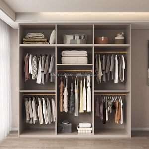 New Product Explosive Glass Door Walk-in Clothes <b>Storage</b> Closet Melamine Bedroom Wardrobe with 6 Doors - Product Image 5