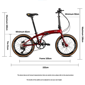 Kosda Xe đạp gấp <span class=keywords><strong>22</strong></span> inch Xe đạp Phanh đĩa hợp kim nhôm 10 tốc độ 451 bánh xe dành cho người lớn tuổi teen đô thị gấp xe đạp - Product Image 4