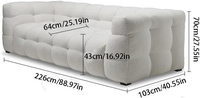 Canapé sectionnel moderne minimaliste nordique sur mesure, en éponge sherpa crème française, petit ensemble de meubles de salon