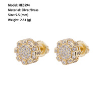 Bijoux hip hop élégants en argent Sterling 925, boucles d'oreilles simples et rondes en diamant Cz pour femmes et hommes