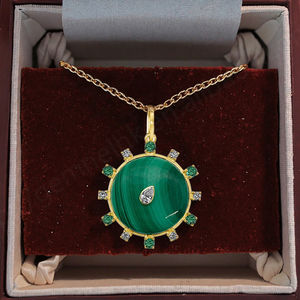 Gemnel 100% Pendentif en malachite verte naturelle 925 Charm Sterling Gemstone Silver Pendant Wholesale Manufacturer Silver Pendant - Product Image 3
