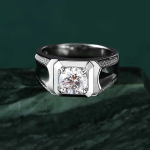 Custom 925 Sterling Silver <strong>Ring</strong> <strong>Men</strong> Emerald-Cut <strong>Moissanite</strong> Signet <strong>Ring</strong> - Product Image 2