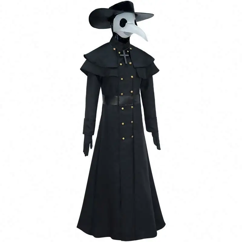 Volwassen Mierenplaag Zwarte Halloween Horror Dokter Kraai Snavel Dokter Cosplay Kostuum Middeleeuwse Steampunk Halloween Polyester Pakken