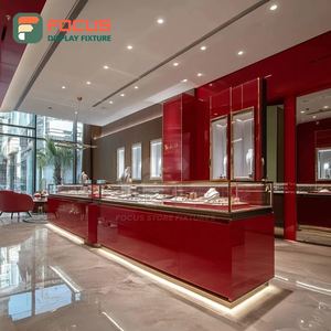 Luxury High End Jewelry Display Case Wood Frame Mall Counter Glass Showcase - Product Image 1