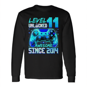 Camiseta de manga larga para juegos desbloqueados Level 11 Awesome Gaming Since 2014, camiseta promocional para niños de 11 cumpleaños - Product Image 2