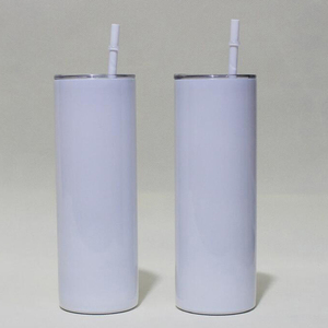 2021 Hot 20oz sublimation for DIY wrap skinny white bulk straight tumbler vacuumed walled Cups with plastic straw 20 0z Mugs