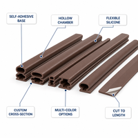 Bande d'étanchéité auto-adhésive pour portes et fenêtres, profilée par extrusion, en EPDM, silicone, TPE, PU, intumescente, personnalisée OEM ODM