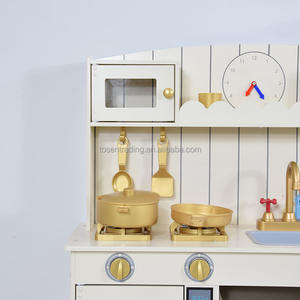 Cuisine de jeu en bois blanc crème pour intérieur avec four, cuisinière, évier, mixeur et bacs de rangement, ensemble de cuisine d'imitation Montessori pour enfants - Product Image 4