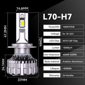 Sistema di illuminazione Auto 140W Super luminoso H1 H4 H7 <span class=keywords><strong>H11</strong></span> 9005 regolabile Auto faro a LED 12V-24V lampada anteriore rame tubo lampadina a LED X2 - Product Image 3