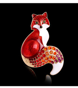 Broche de zorro gota aceite Retro Simple abrigo de mujer aleación cárdigan accesorio Rin-diamante Pin lindo movimiento objeto ramillete - Product Image 6