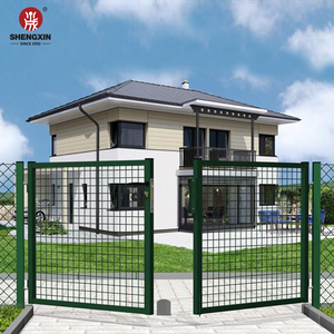 Tube rond/carré enduit de poudre panneau de treillis métallique soudé ferme métal double barrière de jardin avec serrure - Product Image 2