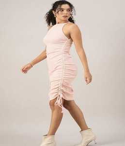 Vestido Midi Ajustado de Moda, Algodón Natural Elástico, Estilo Occidental para Mujer, Tejido Suave y Elástico, Ecológico, Transpirable, para Fiestas y Viajes - Product Image 4