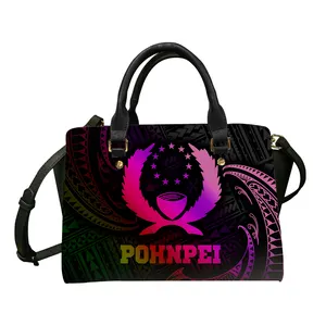 reggae omuzdan askili çanta Suppliers-Toptan çanta kadınlar için Pohnpei bayrağı sis Reggae stil bayan deri omuz çantaları Baldric ile üst kolu Satchel çanta