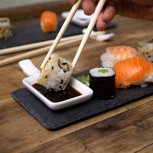 10 Stück <span class=keywords><strong>Sushi</strong></span> Schiefer platte mit Dip Schalen für <span class=keywords><strong>Sushi</strong></span> Geschirr, Schiefer platten mit Essstäbchen Tabletts, Dip Schalen - Product Image 3