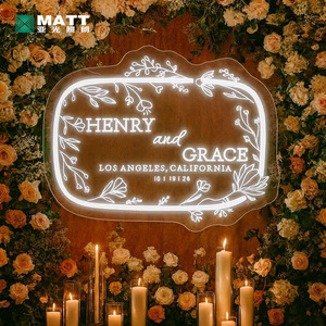 Letrero de Neón Personalizado para Boda con Diseño Gratuito, Nombres y Fecha Personalizados, Letrero LED con Marco Floral, Decoración de Luces Colgantes, Decoración de Pared - Product Image 6