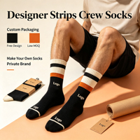 Chaussettes de sport rayées personnalisées en coton à semelle rembourrée, directement de l'usine, faible MOQ accepté, conception d'emballage gratuite