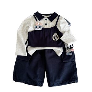 Cute Korean Style Bunny Police Outfit For Children Spring 2026 Two Piece Set Cartoon Pants With Label - Product Image 5