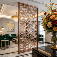 Paravent décoratif en acier inoxydable miroir argenté, style Art Déco, découpe laser de précision, pour mariage, hôtel, séparation de pièce, ornemental