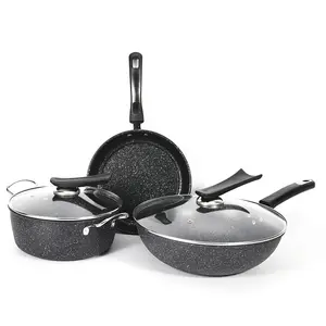 32CM-25CM-25CM Quick and even heat conduction non-stick frying pan wok soup pot three-piece set 24and32cm