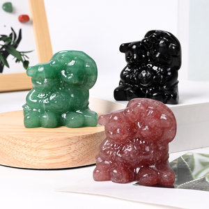 หินคริสตัลธรรมชาติแกะสลักรูปสัตว์ รูปหมี สำหรับตกแต่งบ้าน ขายส่ง - Product Image 1