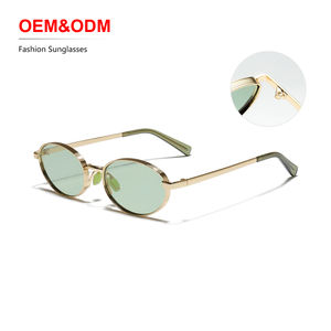Fashion Custom Logo <b>Metal</b> <b>Frame</b> Colorful Lenses Sunglasses Wholesale Customize OEM Men UV400 Anti-Glare Driving Unisex Vintage - Product Image 1