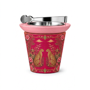 Brûleur d'encens en céramique rose avec motif guépard, style chinois, support aromatique, décoration toutes saisons - Product Image 1