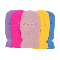 Masque de cagoule de ski de bandits de rappeurs de bandit à couverture complète à 3 trous tricoté sur mesure avec logo brodé pour la pêche aux adultes