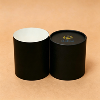 Boîte cylindrique en carton écologique avec logo personnalisé, finition mate, gaufrage et doublure en éponge pour bougies et parfums d'intérieur