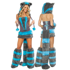 Vestito da <span class=keywords><strong>donna</strong></span> per adulti Sexy per festa in stile Cheshire per gatti vestito Cosplay in pelliccia con grande coda e <span class=keywords><strong>Costume</strong></span> da <span class=keywords><strong>gatto</strong></span> - Product Image 3